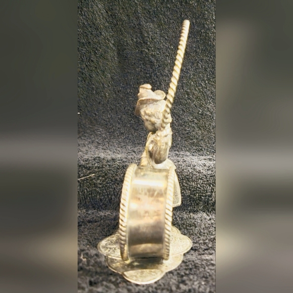 Vintage Victorian Fugural Antique Silver Napkin Ring Cowboy Girl Jumping Rope - Picture 5 of 6